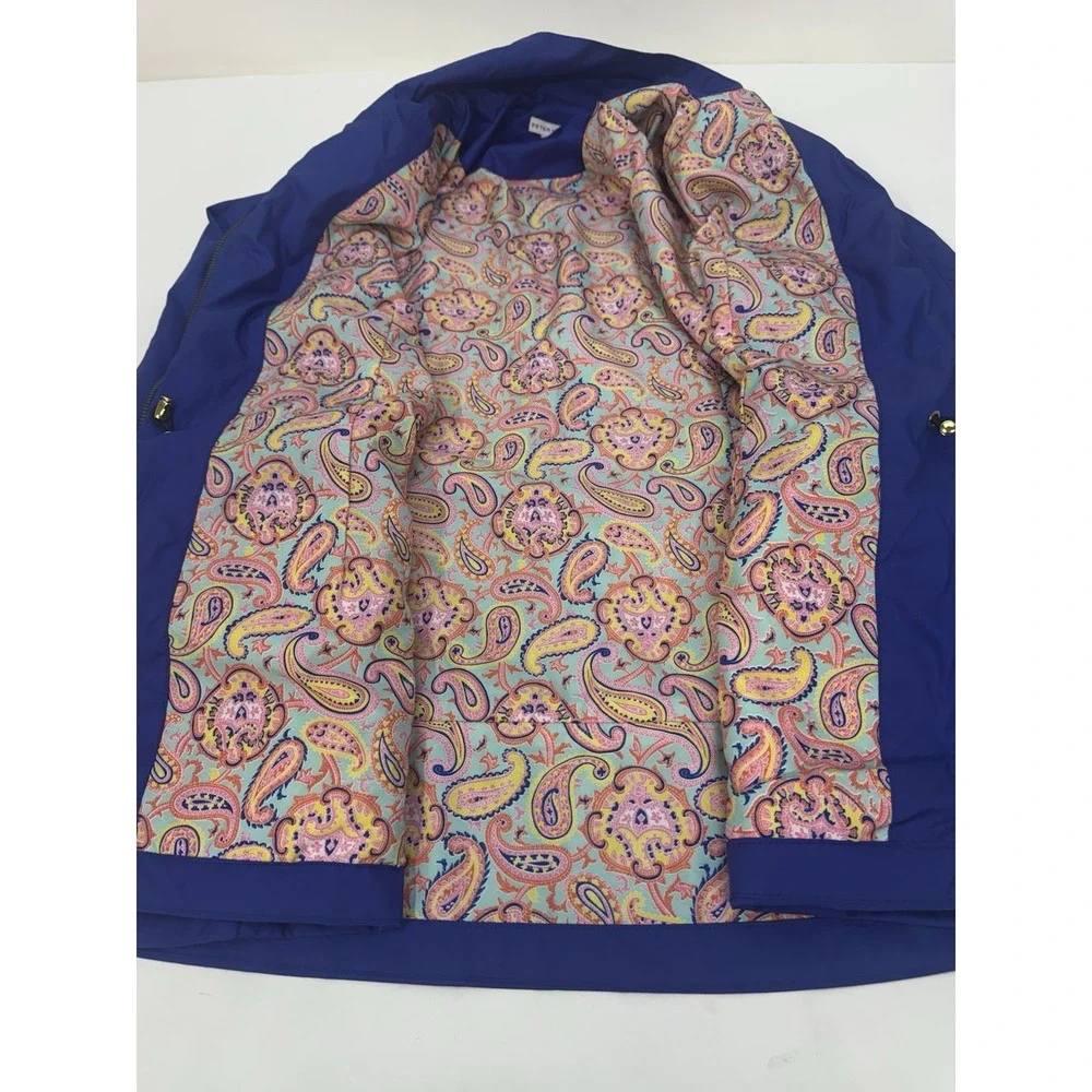 Peter Millar Women's Full Zip Lightweight Jacket Blue With Paisley Lining MEDIUM